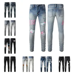 Jeans de grife para homens jeans rasgados Hip Hop High Street Pant Fashion Moda Pantalones Vaqueros para Hombre Bordado de motocicleta Close Slim Fit Jeans Men88