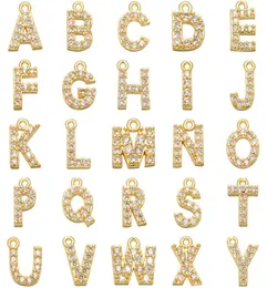 26 PCSSet Simple Classic Custom AZ 26 Alphabet Letter Charm Gold Color Copper Zircon Charm Name Pendant Original Woman Jewelry7935978