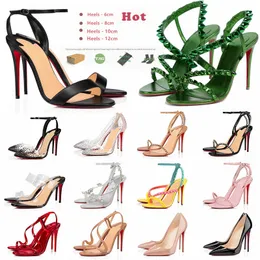 Z czerwoną podeszną podeszwą obcasami butów stóp do sukienki Najwyższa jakość słynna projektantka Women Women 6-8-10-12-14cm luksusowe wysokie podsumowanie seksowne sztylet 34-43