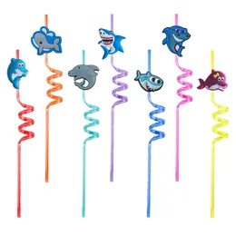 Dricker STS Sharks and Whales tema galen tecknad återanvändbar plast St Girls Party Decorations for Kids Supplies Birthday Drop Delive Otjg8