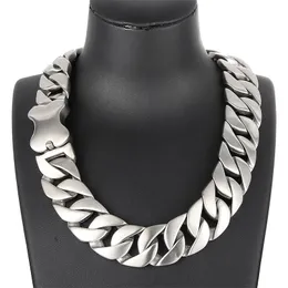 Bone Clasp Collar Sanded Miami Cuban Chain Solid Titanium Steel Men's Necklace Hip Hop Jewelry