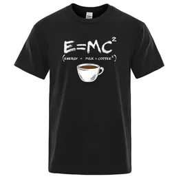 Mäns t-shirts energi = mjölk+cafftryck män tshirt casure andab tshirts rolig bomull lös ts skjortor strt överdimensionerade man h240508