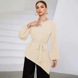 Others Apparel Women Irregular Autumn Tops Waist Type Long Slved Women Shirt Loose Apricot Blouse roupas femininas marca famosa de grife luxo Y240509