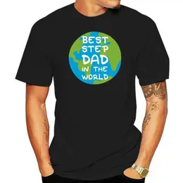 Męskie koszulki Najlepszy przyrodni tata na świecie Slogan T Global Fathers Day Daddy Earth Men T-shirt fajna swoboda T-shirt męs