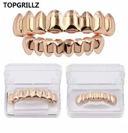 Topgrillz Grillz Set Gold Finish Sekiz 8 Diş 8 Diş 8 Alt Diş Dövme Hip Hop Izgaraları237J1742750