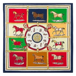 Шарфы нацеливают шелковой шарф шарф Испания десять лошадей высококачественные высококачественные шейки с малым банданом.