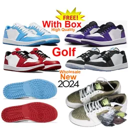 1 Low Golf Shoes Royal Toe 1s Running Shoes 2024 New Midnight Navy Court Shadow Smoke Noble Green Black Rust Pink UNC Triple White Chicago With Box Men Women Golf Shoe