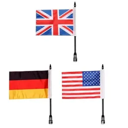 1pcs Motorcycle Chrome Rear Side Mount Flag Pole with USA Britain Germany 240508