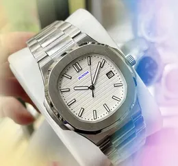 Populär försäljningsdag Datum Time Week Watch Set Auger Racing Men Clock Quartz Battery Full rostfritt stål Presidentkedja Kalender Square Face Watches Gifts