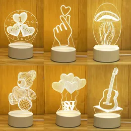 Amore romantico Lampada a led acrilica 3D per casa per bambini Luce notturna tavola di compleanno decorazioni per feste di compleanno Valentino Day Chell 240508