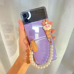 Подходит для Samsung Zflip 4 Chace Case Galaxy Z Flip 3 Bracelet Clobling Machine Cartoon