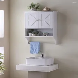 Storage Boxes Adjustable Shelving Bathroom Wall Cabinet Mounted Farmhouse With Towel Bar Space-saving Over The Toilet