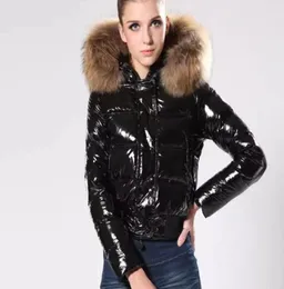 New M Brand Fashion Women Women Glossy Down Winter Women Dress Down Coat Real Raccoon Pur Coat de colarinho destacável Capuz Parkas Cele8474192