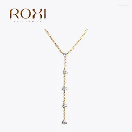 المعلقات Roxi 925 Sterling Silver Minimalist Yegly Crystal Women's Pendant Necklace 18K Gold Plated Para Festa de Casamento