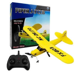J3 RC Glider FX803 Airplane 2Ch 24G Remote Control Plane Epp Foam Aircraft Toys Flying for Children 240508