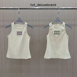 Frauen Singulet Tanktops Strassbrief Stricktanks Ärmeloses Luxusdesigner Singlets Weste Shirt VK7p