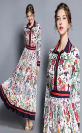 2018 Autumn Woman039S klänning Solid Color Slim Vestido Women Dress Vintage Print Långärmning PLIPED MIDST6407289