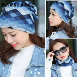 Beretti 2024 Fashion Women Knit Warm Hat Scarf tre donne usate Flora Cap Beanie Skullies for Girl Autumn Caps Bonnet Warblade