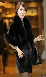 Faux Fox Fur Jacket Женщина зимнее пальто мягкое фальшивое фестиваль фестиваль пластинки на мысе.