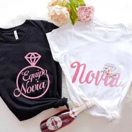 Camisetas masculinas de despedida de despedida de solteira EVJF Women Women Women Bridal Team Spanish Noiva Esquadrão Camise