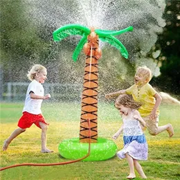 Sommargiganten Uppblåsbara leksaker Cartoon Coconut Tree Hawaii Beach Swimming Pool Party Spray Sprinkler Uppblåsbara vattenleksaker 240508