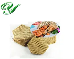 tkane bambusowe stół podkładki Coaster 3 -size izolowany uchwyt na macie Parowanie siatki Warzywa składane wkładki do koszyka parowca CR2690806