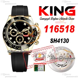 SALE 116518 SA4130 Automatic Chronograph Mens Watch KING Yellow Gold 904L Steel Black Diamonds Dial Oysterflex Strap 72H Power Reserv Super Edition Puretime PTRX