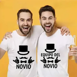 Erkekler Tişörtleri Takım Damat Tişört Equipo de Novio Baskı Tişört Bekarlık Tavuk Partisi Erkek T Düğün Sağdı Giysileri Tshirts Tshirts En İyi Erkekler T240506