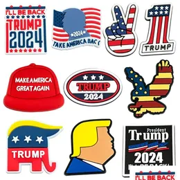 Party bevorzugt 10pcs/set 2024 Trump -Serie für Cartoon Schuhschuhzauber Accessoires Klassische Clog Dekoration Kinder Drop Lieferung Hausgarten Fe Othgn