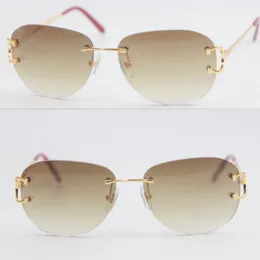 Großhandel verkaufen UV400 Schutz 4193828 Randless Sonnenbrille Mode Männer Frau Sportgläser im Freien im Freien 18k Gold Metall Rahmen Auge 263Q