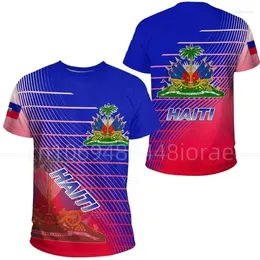 Мужские рубашки T 2024 Haiti Flag Flag одежда 3D Print Casual Fashion Национальная футболка и женский топ