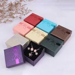 보석 상자 Bow Knot Jewelry Box Ring Earrings Necklace Jewelry Organizer Paper Bronzing Jewelry Storage 디스플레이 포장 선물 케이스 보석상