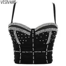 Visivane Diamond Sequin Top Top Women Bra Camis Рубашка Женская одежда Y2K Sexy Corset Ladies Crop Tops Blusas 240509