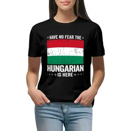 Kvinnors polos har ingen rädsla som ungerska är här Ungern Flag Design T-shirt Kort ärm Tee Söta toppar klänning för kvinnor sexig