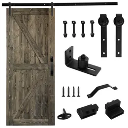 36 in x 84 in Sliding Barn Door with 6.6FT Barn Door Hardware Kit & Handle, K Frame, Solid Spruce Wood, gray spray paint