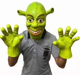 Maski imprezowe Zielone Shrek LaTex Maska Rękawiczki filmowe RPG-RPA RPA DORODZICIE Maski dla zwierząt dla zwierząt Maski Halloweenowe sukienki Fancy Balls Q240508