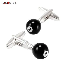 Manschettenlinks Savoyshi Black 8 Billard Manschettenknöpfe Herrenhemd Manschettenknöpfe Accessoires Fashion Ball Cufflinks Party Hochzeitsgeschenke Q240508