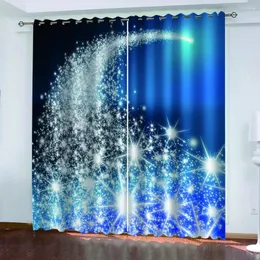 Vorhang Morden Blue Christmas Vorhänge 3D für Wohnzimmer Büro Schlafzimmer Schalldichte Windschutz