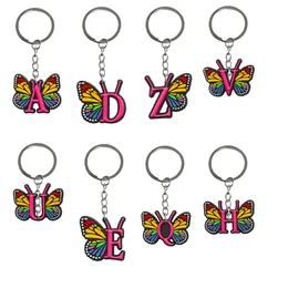 Nyckelringar Letter Butterfly Keychain Mini Söt nyckel för klassrumspriser pojkar nyckelringskedja kedja kid boy tjej party gynnar present lämplig ot5ap