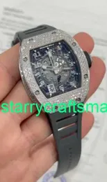 RM Luxury Watches Mechanical Watch Mills RM010 e 18k White Gold Factory Diamonds Watch Sttk