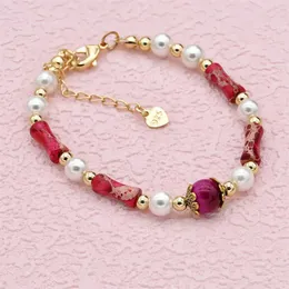 Braccialetti di nozze miscelato in pietra naturale oro oro in bambù giunto per perle di pietra imperiale Bracciale in perline per le donne gioielli