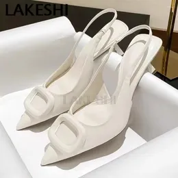 Kleiderschuhe Lakeshi Elegante High Heels Weiße Hochzeitsbraut sexy Frauen Pumpen Slingbacks Stiletto spitze Zehenhyelte Sandalen Büro Dame Dame