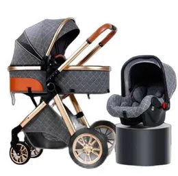 Strollers# Multi-functional 3 in 1 Baby Stroller High landscape Can Sit Reclining Light Folding Two-way Eggshell Design Carrinho De Bebe T240509