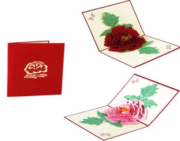 Handicraft 3D Up gratulationskort Peony födelsedag Valentine Flower Mother Day Christmas Invitation Card9831962