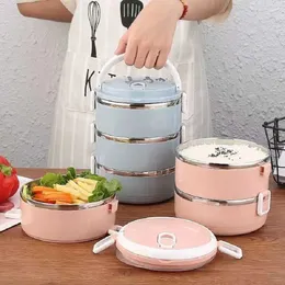 Lunchboxen Taschen tragbare Lunchbox -Set Aufbewahrung Warmer Lunch -Behälter mit Griff aus Edelstahl Thermalmikrowelle Safer Salat Lebensmittelbehälter
