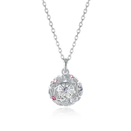 Sterling Silver Necklaces Crystal From Swarovski Elements S925 Silver Colored Ball Pendant Necklace Trendy Ladies Christmas Gifts POTAL 276z