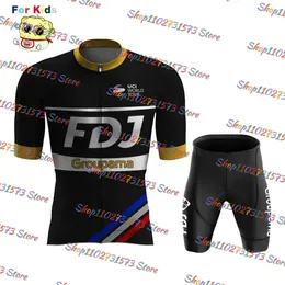 Гоночные наборы 2024 FDJ Kids Cycling Jersey Set Set Child MTB Bike Quick Dry Bicycle Носить одежду Maillot culotte