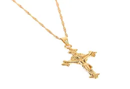 Colar de alta qualidade Jesus Cruz Colares Gold Color 22K Pingente de charme para homens de joalheria de homens de jóias de jóia inteira Crucifix God4191226