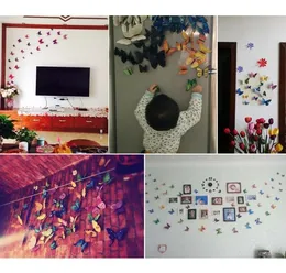 12st 3D Butterfly Wall Sticker PVC Simulation Stereoskopisk fjäril Mural Sticker Kylskåp Magnet Art Decal Kid Room Home Decor VT4487933