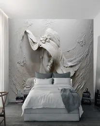 خلفية مخصصة 3D مجسمة منقوشة الجمال الرمادي لوحة الزيت الحديثة جدار جدارية غرفة المعيشة غرفة نوم خلفية 3356495